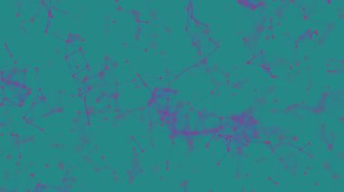 Sibernetik parçacıkları olan soyut pembe ve mavi dijital arkaplan, pleksus bağlantılı çizgiler hareketi