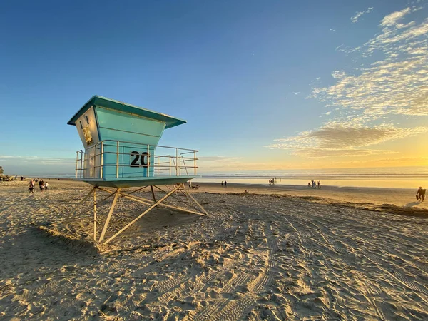 Lifeguard tower on the Coronado Beach during sunset time — Stock Photo, Image