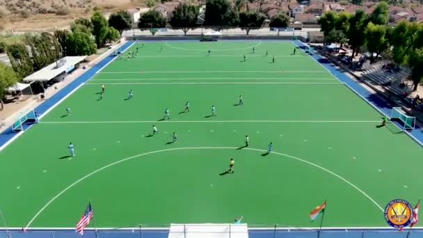 Aerial view of field hockey with players at Moorpark College — Stock Video