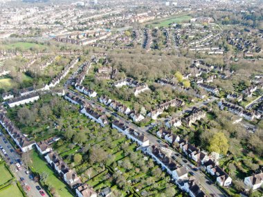 Hampstead Garden Banliyösünün havadan görünüşü, Londra 'nın yüksek bir banliyösü..
