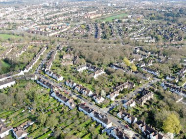 Hampstead Garden Banliyösünün havadan görünüşü, Londra 'nın yüksek bir banliyösü..