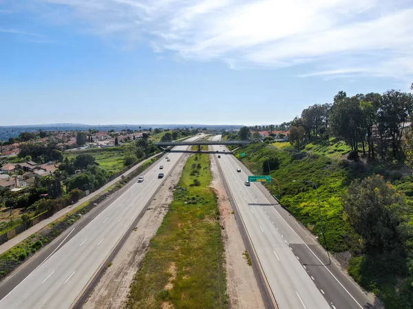 Aerial view of highway, freeway road with vehicle in movement — Stock Photo, Image