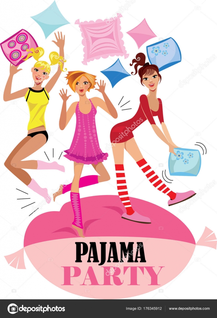 Pyjama Party Flache Vorlage Sleepover Ubernachtungseinladung