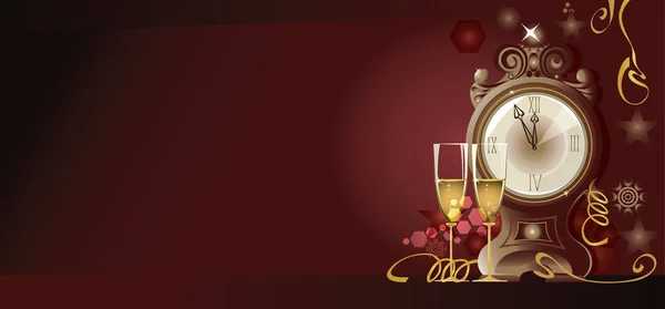 Yılbaşı süslemeleri, tatil saatleri, gece yarısı şampanya bardakları.