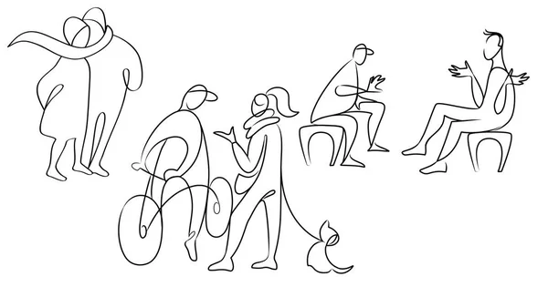 farklı durumlardaki insanları canlandıran çizim çizimi