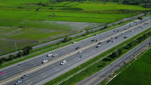 田舎の高速道路の空撮 — ストック写真