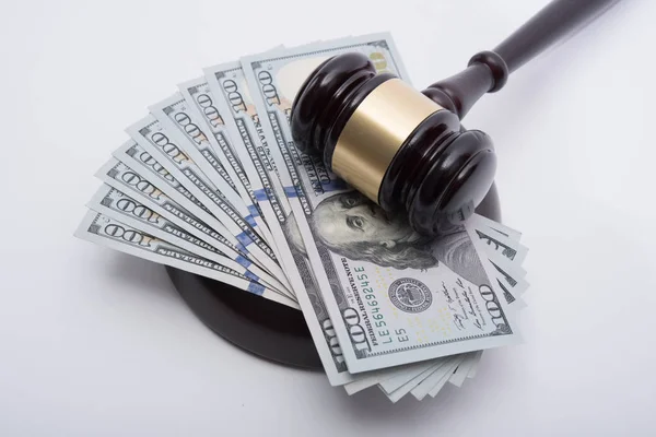 Wooden Auctioneer Judges Gavel Dispensing Justice Knocking Sale Prices Pile — Stock Photo, Image