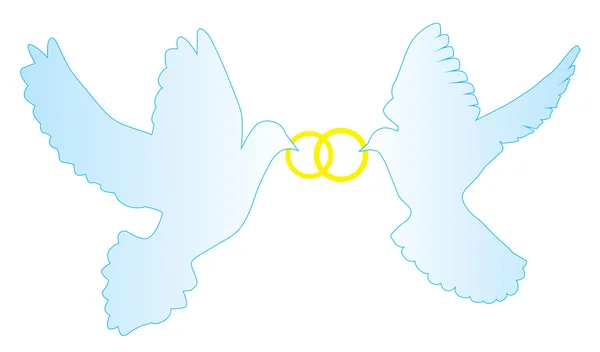 Vector doves with wedding rings — Stock Vector