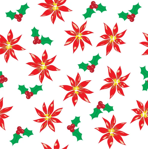 Poinsettia seamless background — Stock Vector