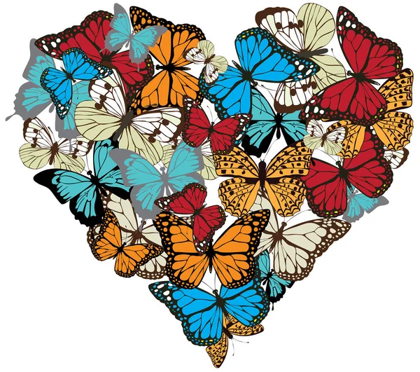 Vetor vintage coração borboleta — Vetor de Stock