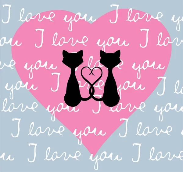 Vector Valentine Cats — Stock Vector