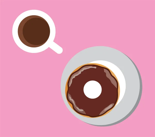 Café y rosquillas — Vector de stock