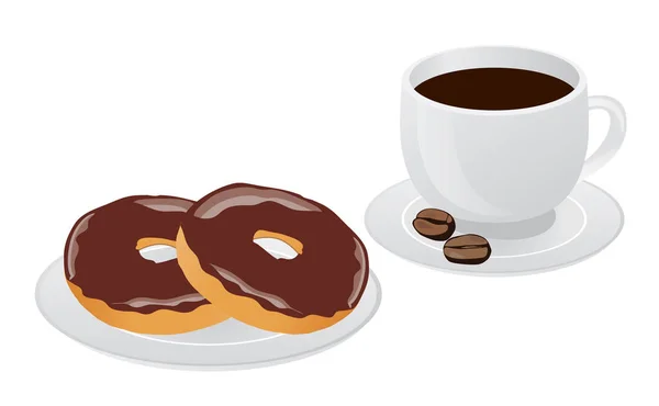 Vektor-Kaffee-Donut — Stockvektor