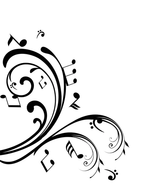 Notas musicales remolinos — Vector de stock