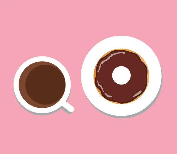 Vektorkaffee und Donut — Stockvektor