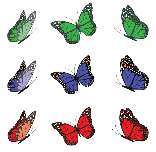 Set di farfalle vettoriali — Vettoriale Stock