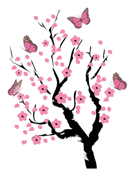 Árvore de flor de cereja — Vetor de Stock