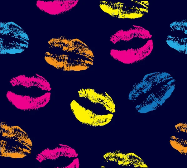 Neon rouge à lèvres baisers — Image vectorielle