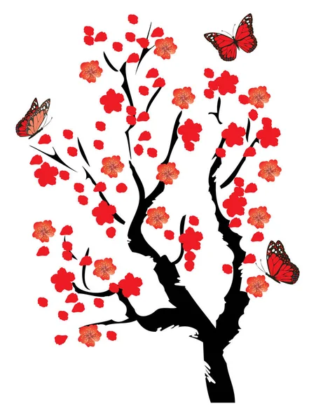 ベクトルの桜の木 — ストックベクタ
