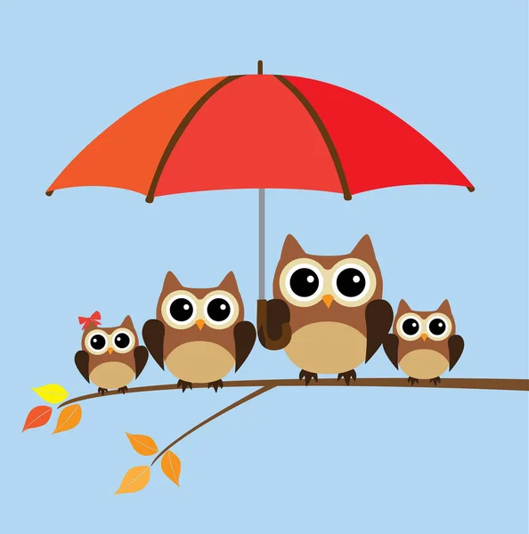 Vector Owl Family — Stock Vector