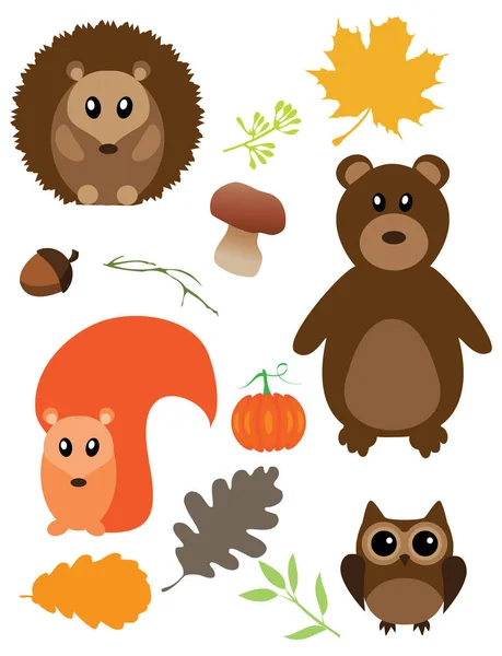 Vector Fall Animals — Stock Vector