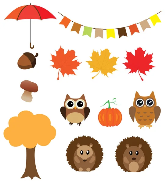 Vector Fall Animals — Stock Vector