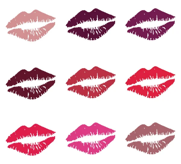 Vector Lipstick Kisses — Stock Vector