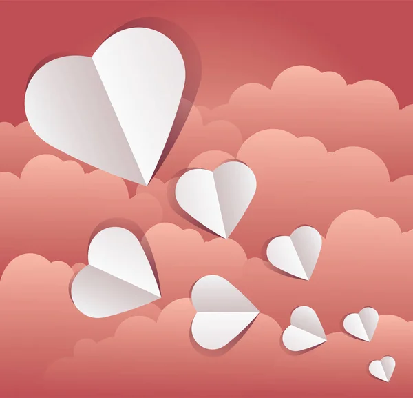 Vector Paper Cut Outs Hearts — Stock Vector