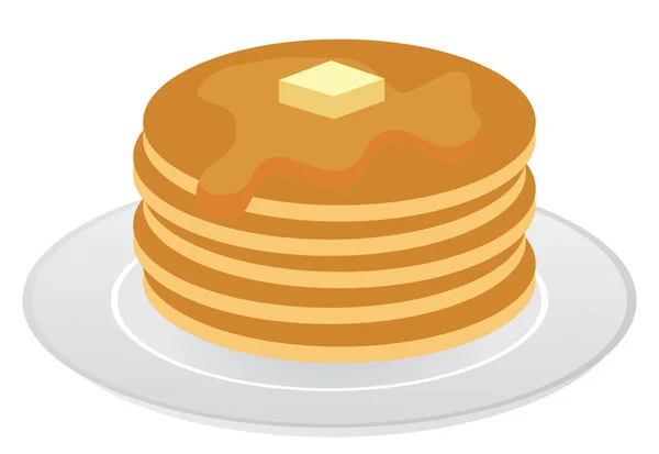 Vector Εικονογράφηση Του Στοίβα Από Pancakes Σιρόπι Σφενδάμου Και Κομμάτι — Διανυσματικό Αρχείο