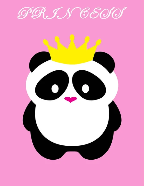 Vektor Illustration Eines Niedlichen Pandabären Kleine Pandabären Prinzessin Mit Krone — Stockvektor