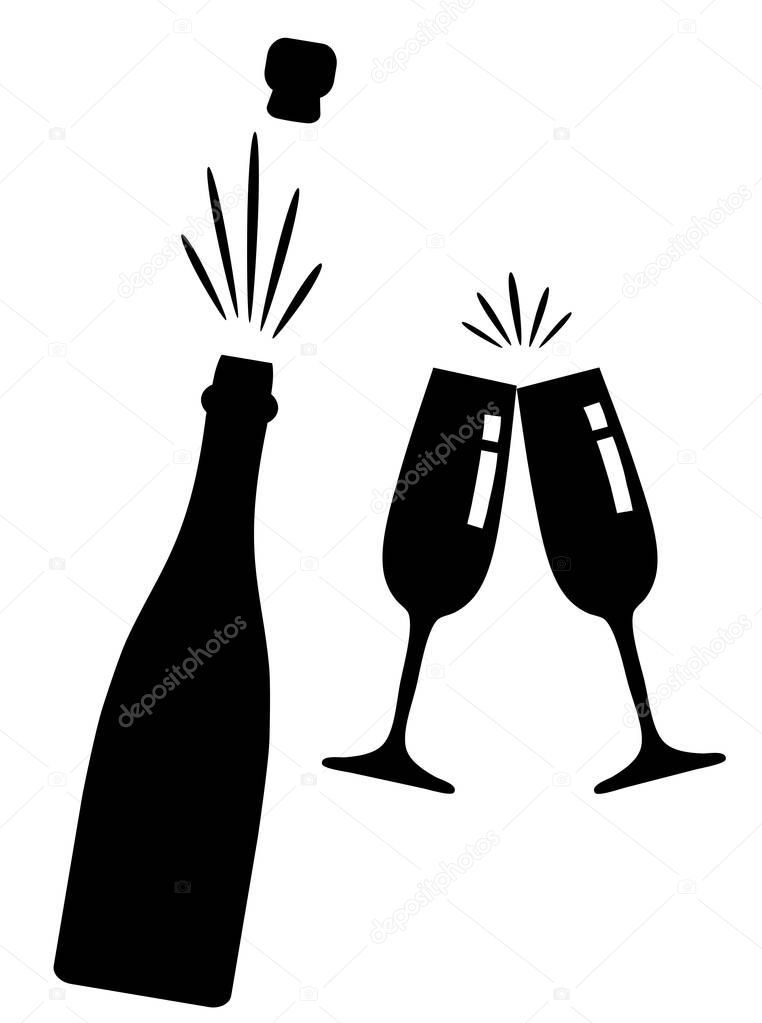 32+ Silhouette Champagne Bottle Clipart Gif
