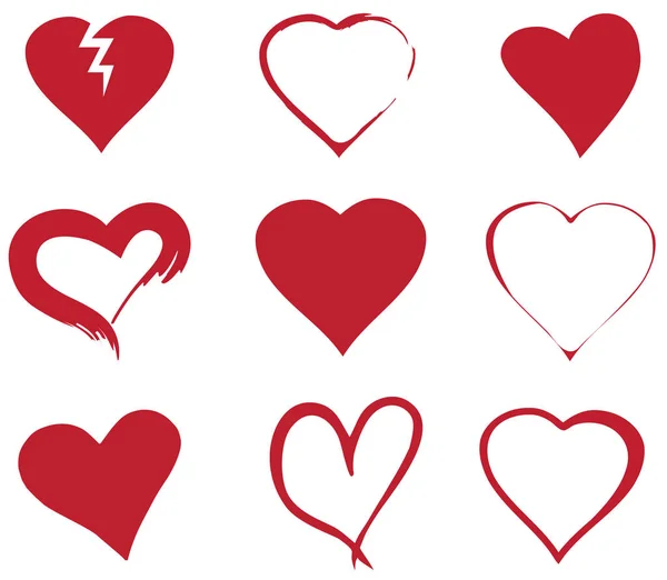 Conjunto de corazones vectores — Vector de stock