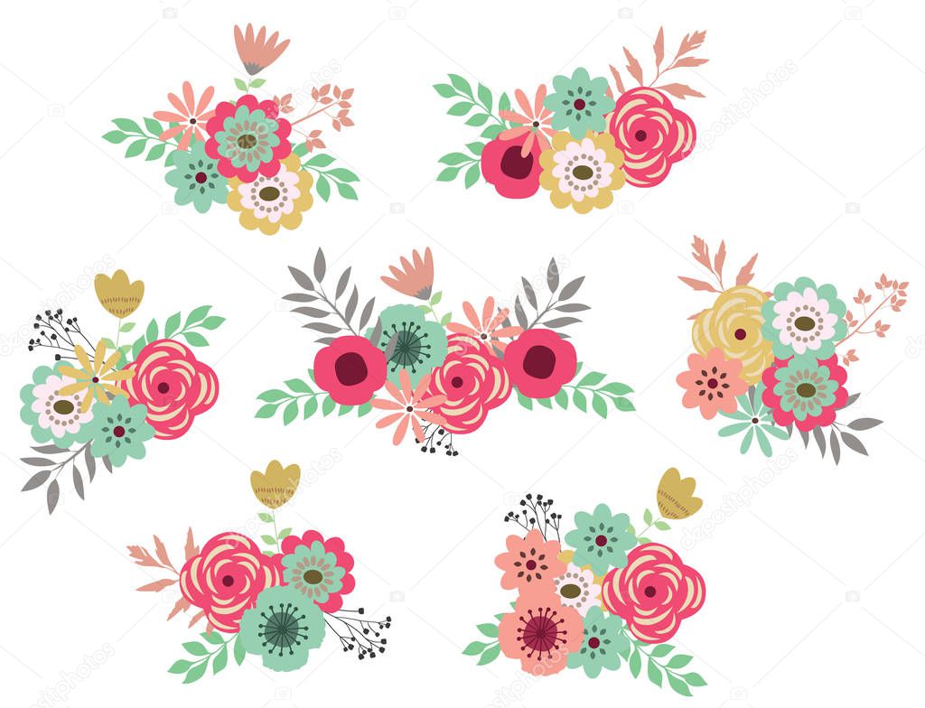 Vector Vintage Flower Set