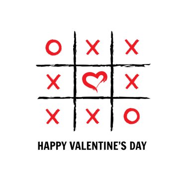vector tic tac toe Valentine's Day