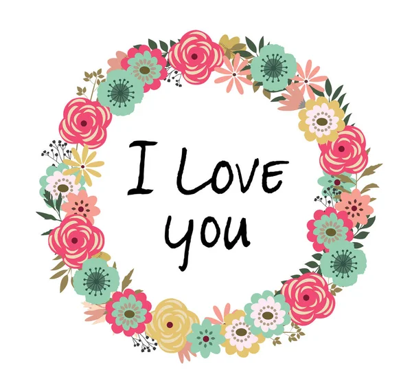Vector Floral Frame I Love You — Stock Vector