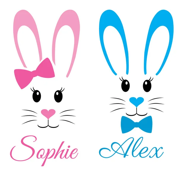 Vector Illustration Easter Bunnies Boy Girl Cute Bunnies — Stock Vector