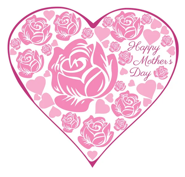 Vector Floral Rosa Corazón Tarjeta Del Día Madre — Archivo Imágenes Vectoriales