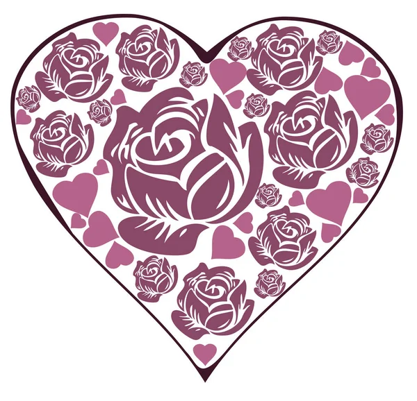 Illustration Vectorielle Coeur Rose Vintage Coeur Isolé Sur Fond Blanc — Image vectorielle