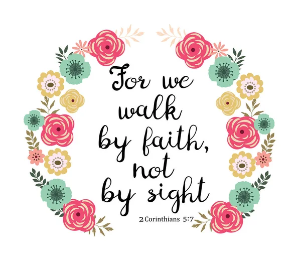 Vector Illustration Bible Verse Walk Faith Inspirational Qoute — Stock Vector