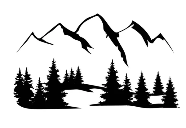 Vektor Illustration Der Berge Hintergrund Reise Abenteuer Silhouette Der Berge — Stockvektor