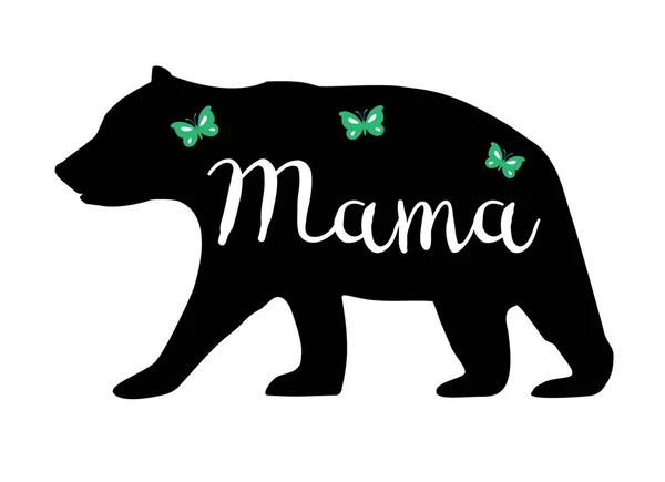 Ilustración Vectorial Una Mamá Oso Oso Floral Animal Naturaleza Fondo — Archivo Imágenes Vectoriales