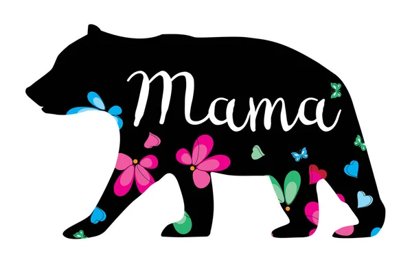 Illustration Vectorielle Une Maman Ours Ours Floral Animal Nature Nature — Image vectorielle