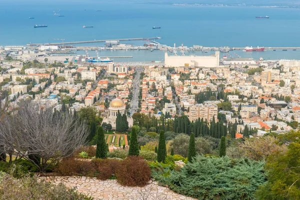 Vista Haifa Desde Jardín Bahai — Foto de Stock