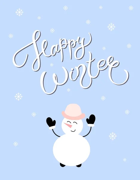 Szczęśliwej Zimy Ręcznie Rysowane Litery Najlepsze Boże Narodzenie Nowy Rok — Wektor stockowy
