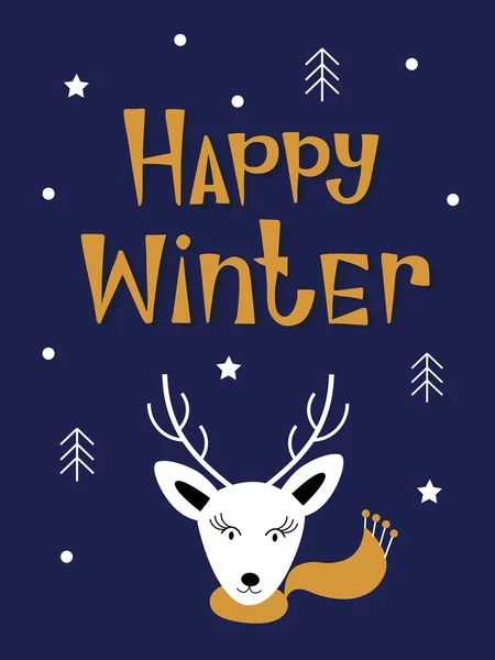 Szczęśliwej Zimy Ręcznie Rysowane Litery Ilustracje Najlepsze Boże Narodzenie Nowy — Wektor stockowy