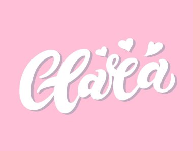 Clara mı? Kadın ismi. El çizimi harfler. Vektör çizimi. Doğum günü afişi için en iyisi
