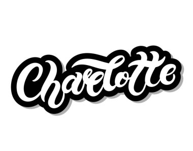 - Charlotte. Kadın ismi. El çizimi harfler. Vektör çizimi. Doğum günü afişi için en iyisi