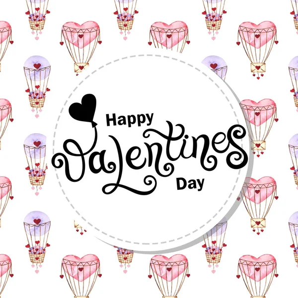Fijne Valentijnsdag Handgetekend Belettering Met Aquarel Romantische Achtergrond Achtergrond Heeft — Stockfoto