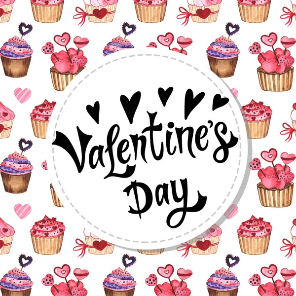 Valentine Day Hand Drawn Lettering Watercolor Romantic Background Background Has — 스톡 사진