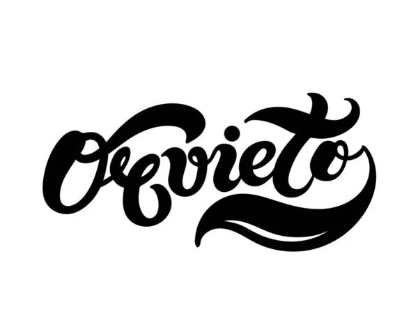 Orvieto Name Italian City Region Umbria Hand Drawn Lettering Vector — 스톡 벡터